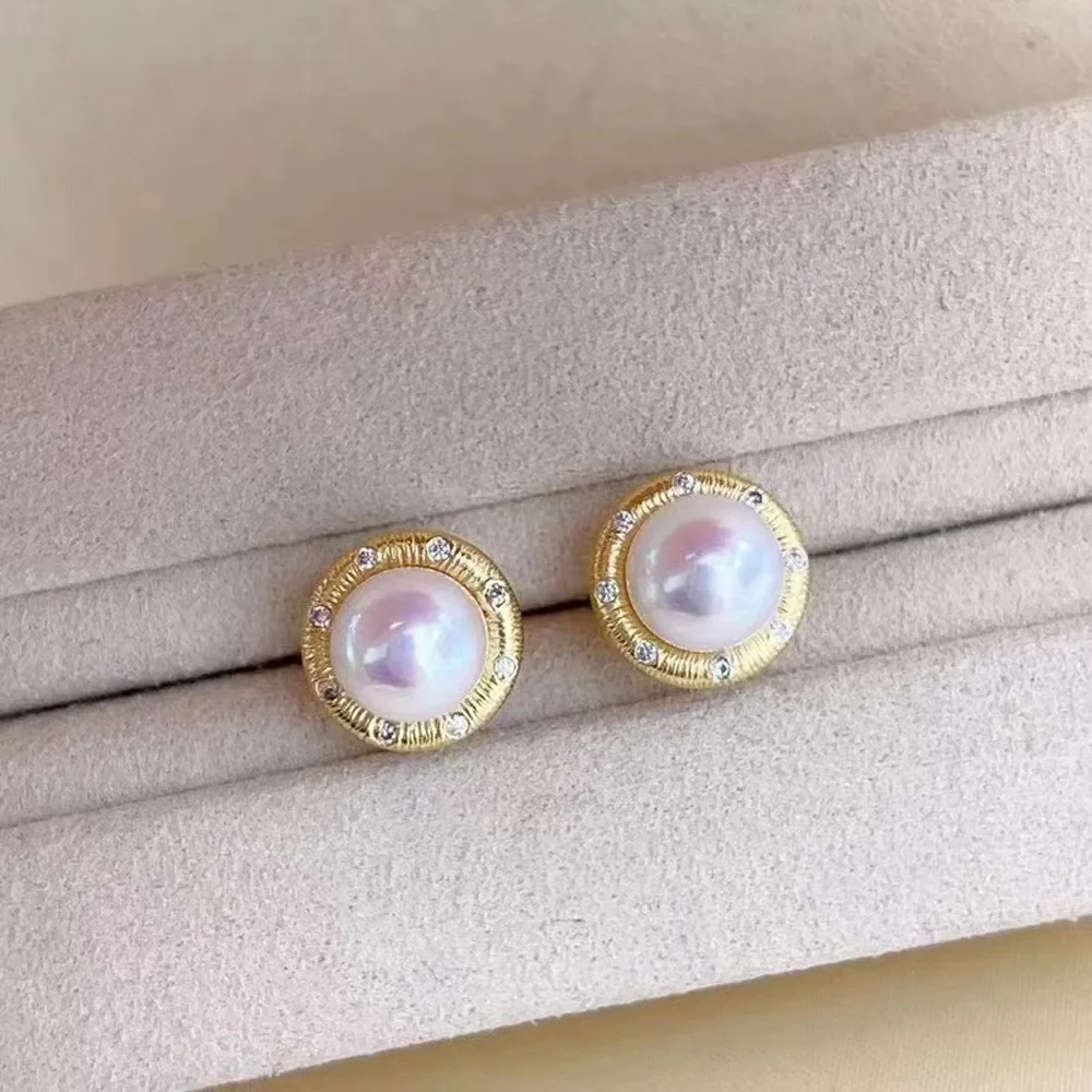 Gold-Plated Pearl Beads Stud Earrings Setting Base Diy Jewelry Making Findings&Components No Pearl E107