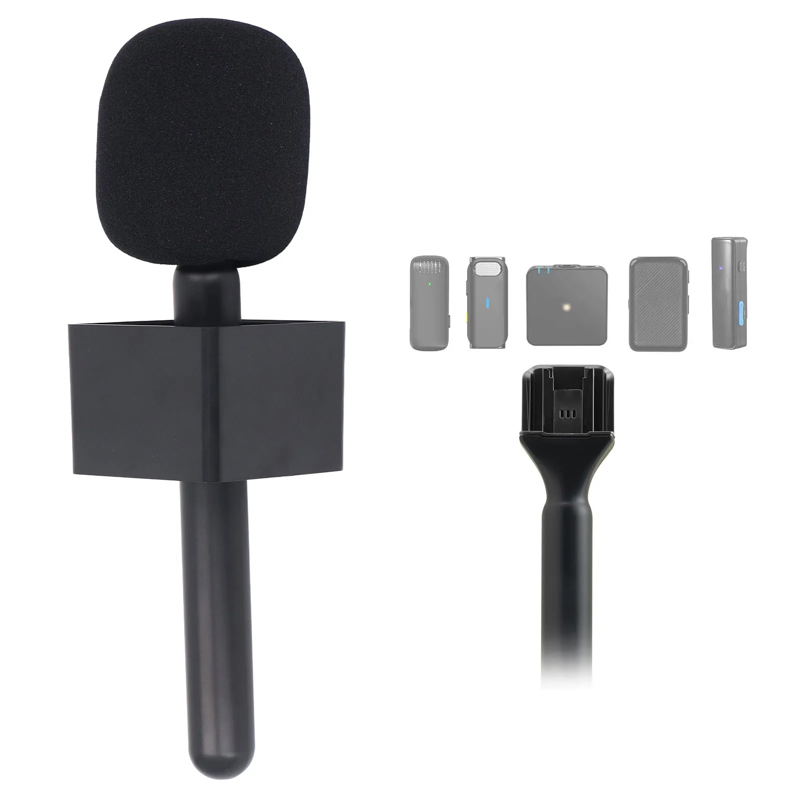 Stand Holder for Mic 1/2 Stand Holder for Mic 1/2 Interview Microphone Adapter with Flag Handheld Mount for Rode Wireless GO II