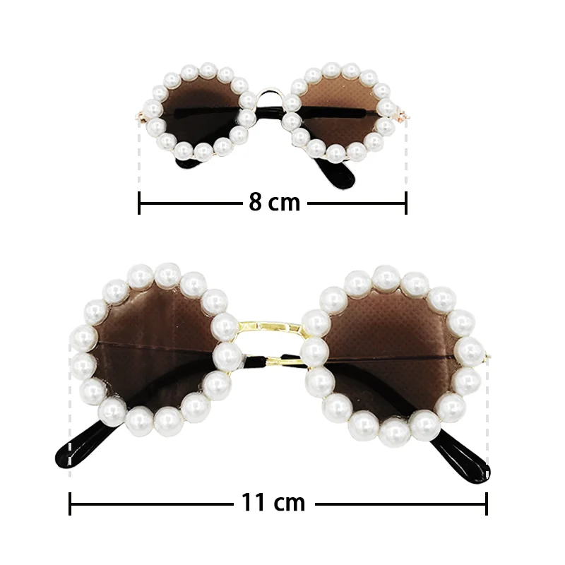 Luxury Glasses Pet Dog Pearl Sunglasses Teddy Than Panda Chihuahua Photo Sunglasses Headdress Pearl Sunglasses Dog Accessories