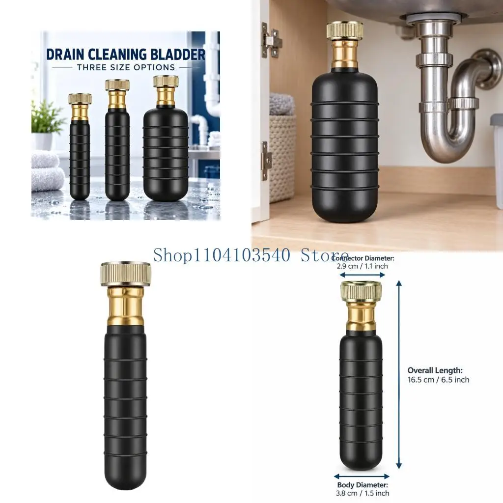 02DC Drain Unclogging Bladder, Rubber Pipe Maintenance Tool for Sediment, Hair, Grease Buildup and Common Drain Debris
