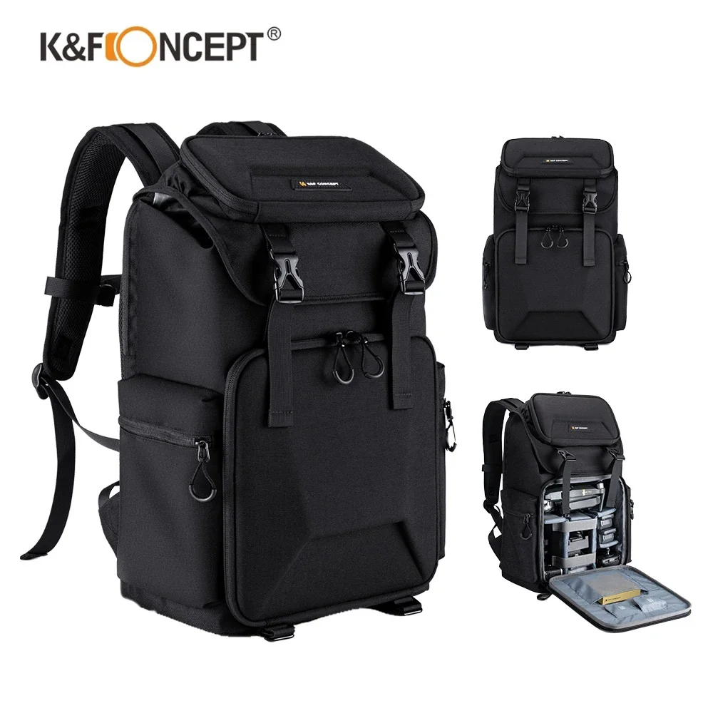 K&F CONCEPT 카메라 배낭 사진 가방 비트 배낭 25L 하드 쉘 충격 보호 인체 공학적 디자인 탄성 지원