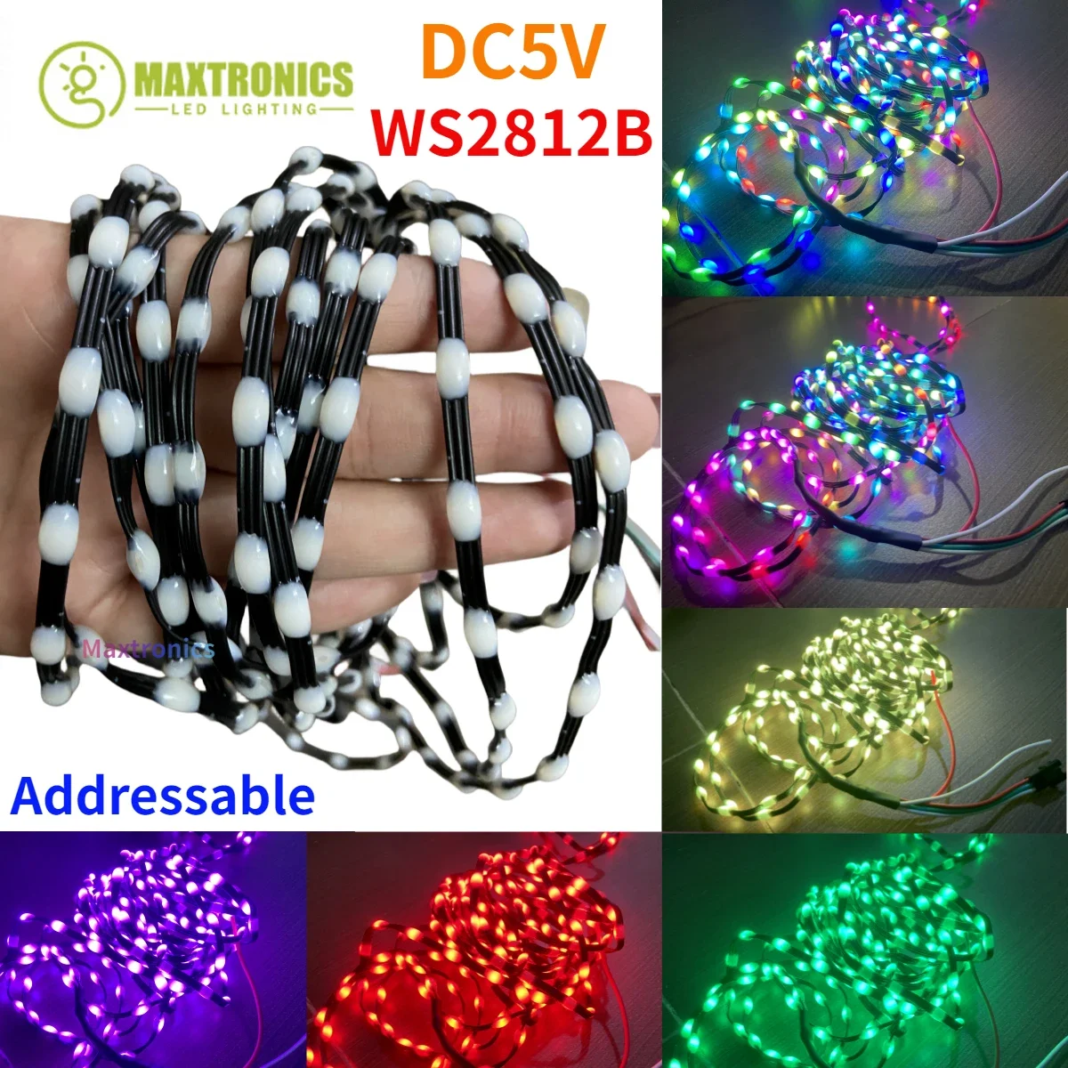 1000-3000pcs DC5V WS2812 LED Pebble String Lights 15/20/25/30mm/50mm/100mm Pitch GRBIC Addressable Individually Fairy Pixel Lamp