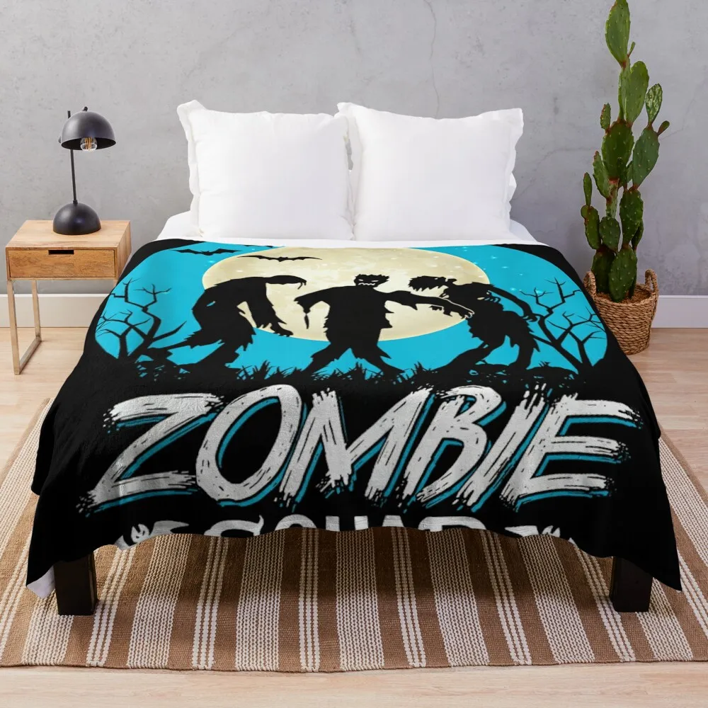 Zombie Squad Halloween Ghost Costume Throw Blanket Plaid on the sofa Sofas Blankets