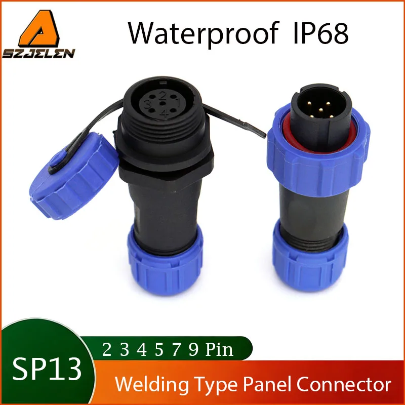 

2/5Sets SP13/SP17/SP21 Welding Type Panel Wire Conenctors 2-12Pin Male Female Plug Panel Mounted Connectors Waterproof IP68