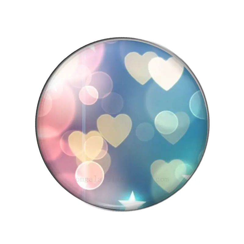 New Beauty Love hearts pattern 10pcs 12mm/18mm/20mm/25mm Round photo glass cabochon demo flat back Making findings