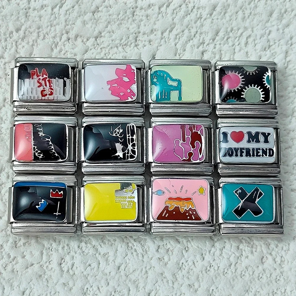 الأزياء الملونة نمط نمط سحر الإيطالية صالح DIY Makling 9mm الإيطالية سحر سوار الفولاذ المقاوم للصدأ النساء الرجال المجوهرات هدية