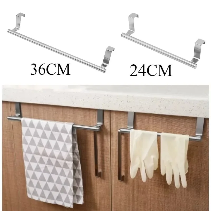 

Stainless Steel Towel Rack Kitchen Cabinet Door Towel Bar Bathroom Hanging Towel Hooks Home Storage Organizer Shelf