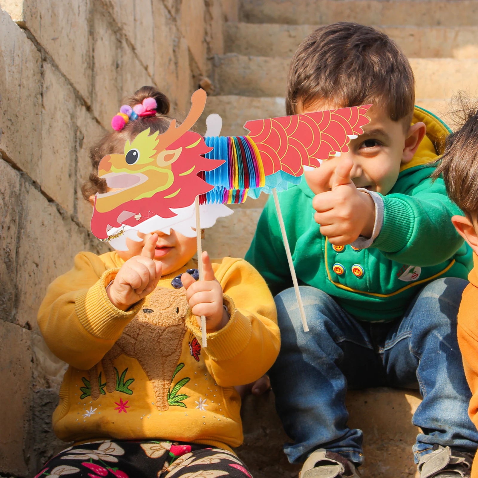 

6 Sets Kids DIY Paper Dragon Material Bag Safe Toys New Year Decor Chinese Dragon Accessory Practical Educational Toy Drawing