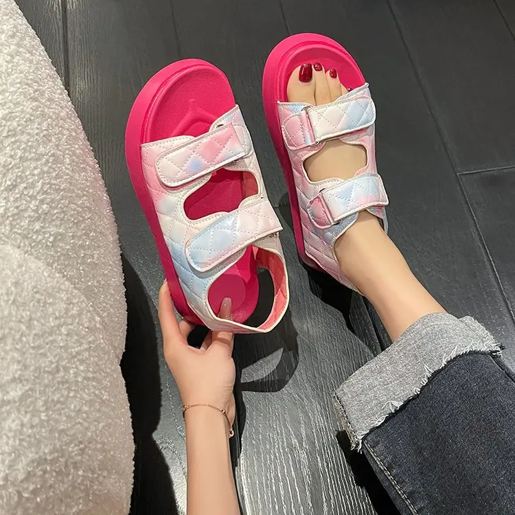 2023 Summer Sale Of Women\'s Shoes Muffins shoe Luxury Sandals Increasing Height All-Match Suit Female Beige Clogs With Heel Med