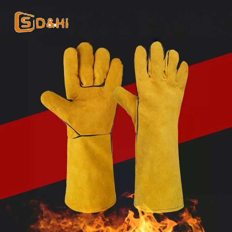 

1 Pair Cowhide 40cm Safety Work Labor Glove Welding Gloves Heat Cut Resistant Insulated Custom Design Welding Leather Gloves