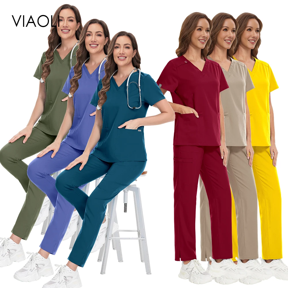 Woman Men Hospital Clinical Nurse Uniforms High Quality Surgical Uniform Beauty Salon Spa Tops Pants Medical Nursing Scrubs Sets