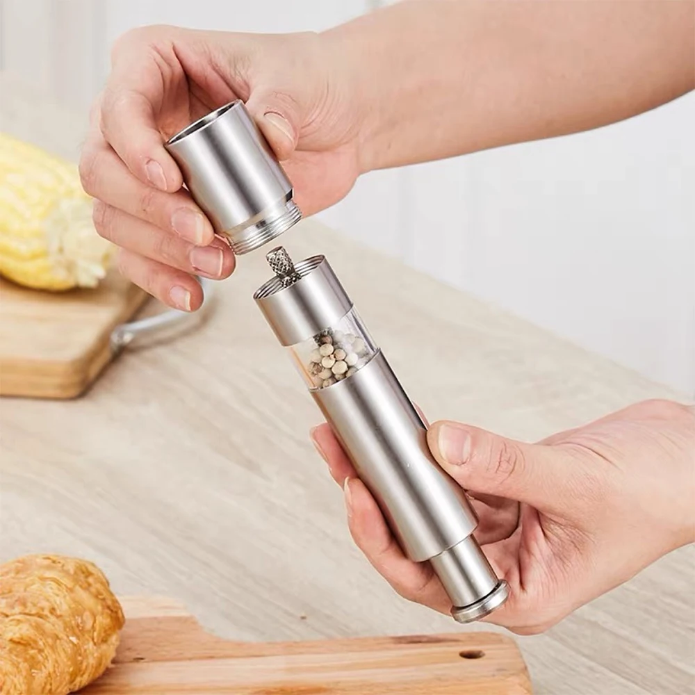 Thumb Push Pepper Mill Customization Portable Salt Grinder Stainless Steel Pepper Salt Manual Spice Grinder Home Tools Accessory