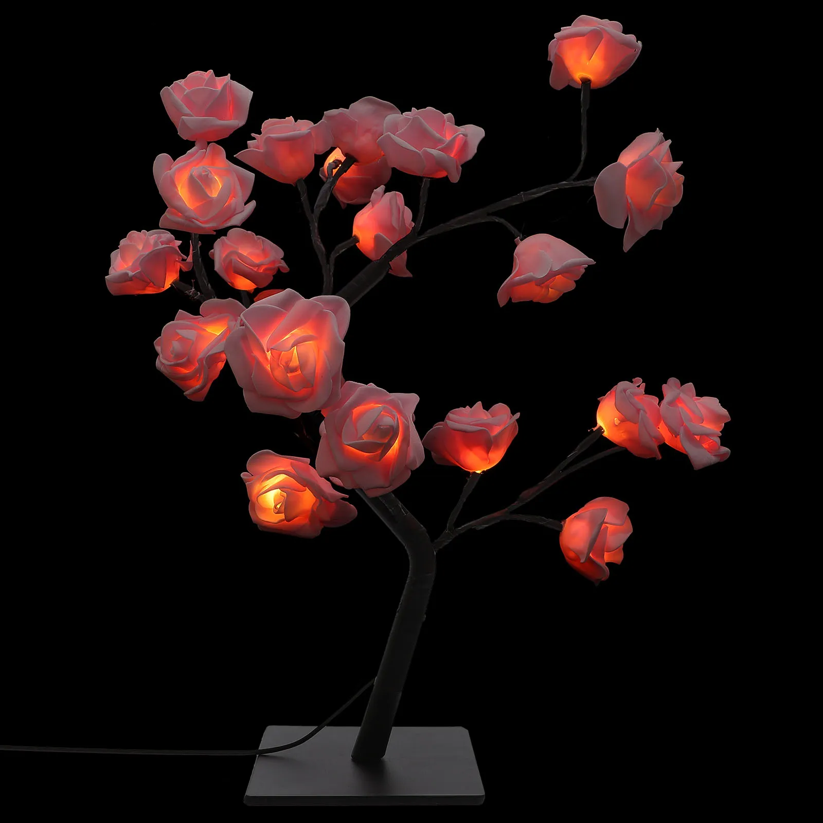 

USB Night Light Rose Tree Shape Pink Artificial Lamp for Bedroom Bedside Table Decor Portable LED Energy Saving Small Night Lamp