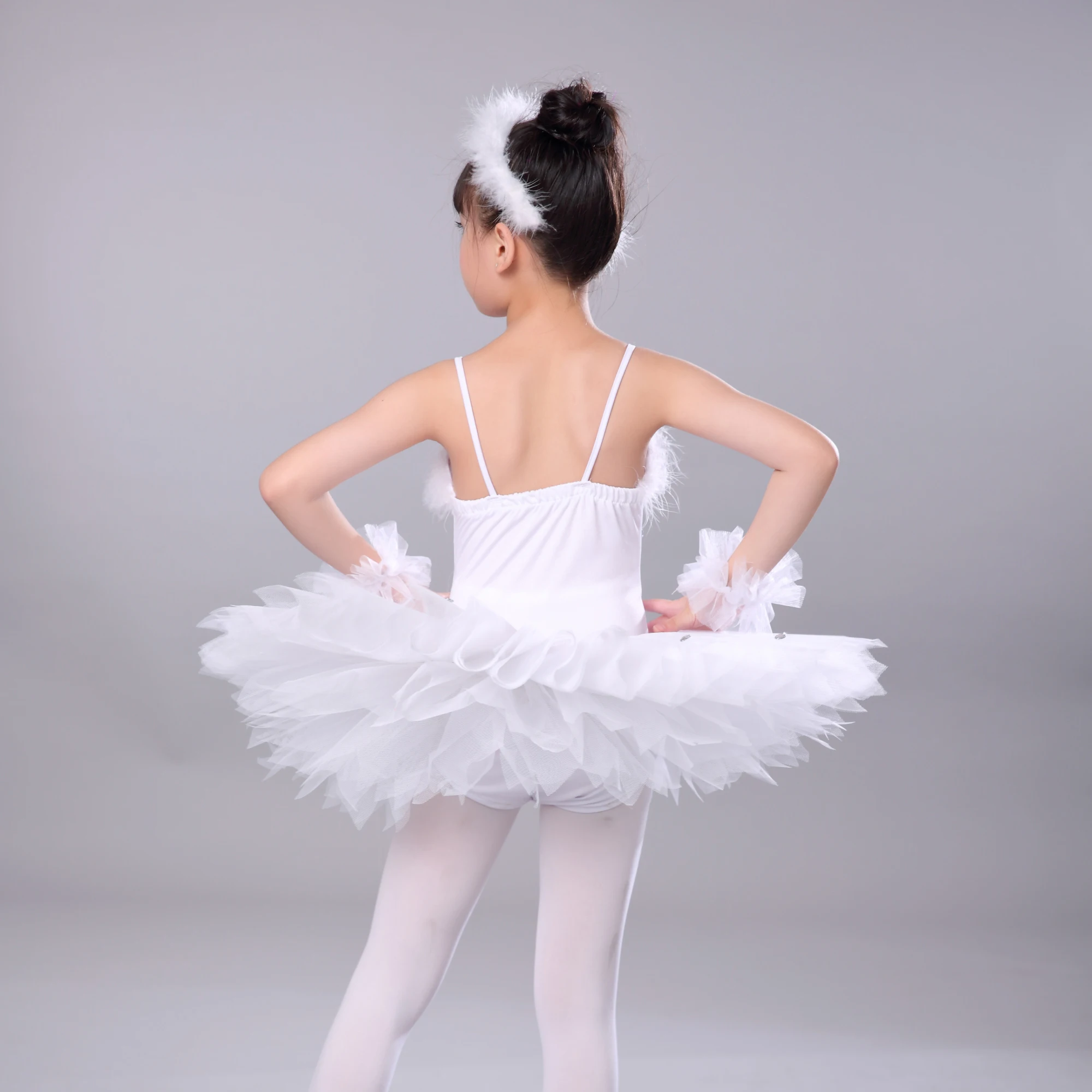 Abito da pancia bianco Costume da lago dei cigni per bambini Tutu di balletto per bambini per ragazze Costume da ballo Abito da tutu di balletto professionale