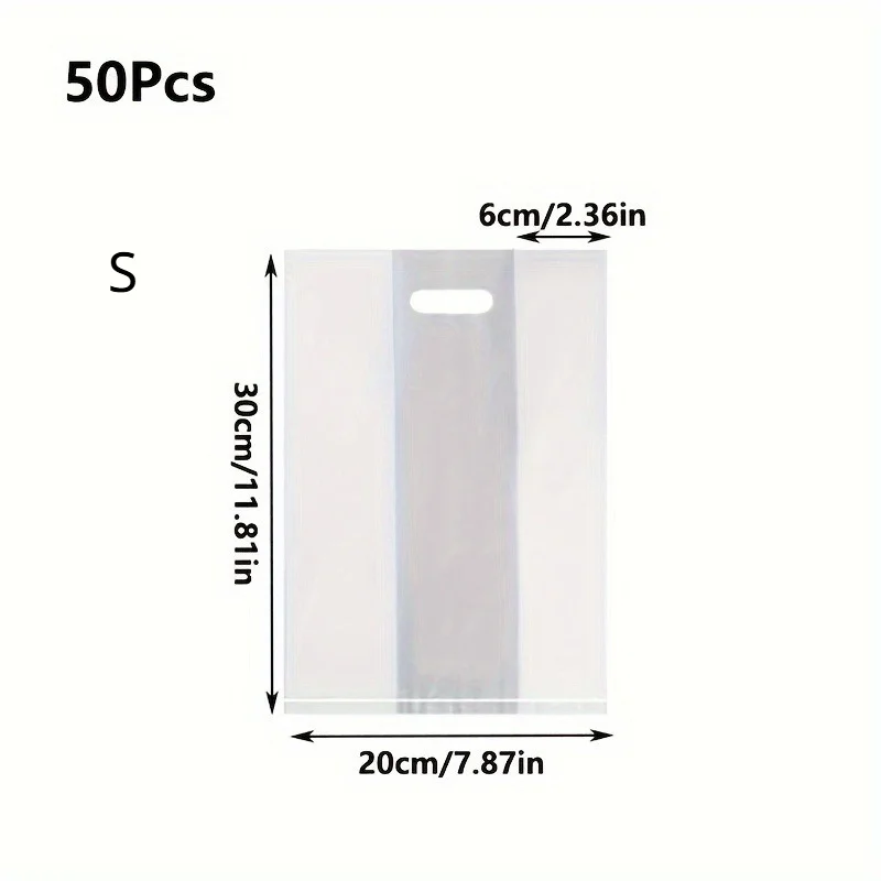 50pcs Transparent Plastic Gift Bags with Handles - Ideal for Salads, Cakes, Pizza, Bread, Desserts, Cookies, and Candy