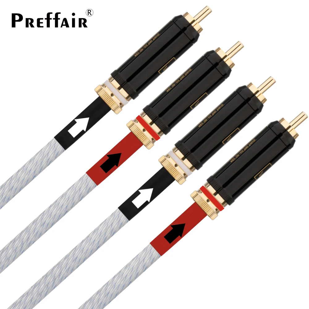 Preffair Cable de interconexión RCA Phono Audiophile chapado en plata de alta gama Cable de Audio HIFI con enchufes RCA soldados WBT chapados en oro