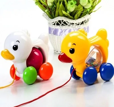 Children Pull-wire Little Duck Puppy Toy Car Baby Fun Baby Toddler Pull-wire Pet Walking With Colorful Ball Rattles Toys Gifts