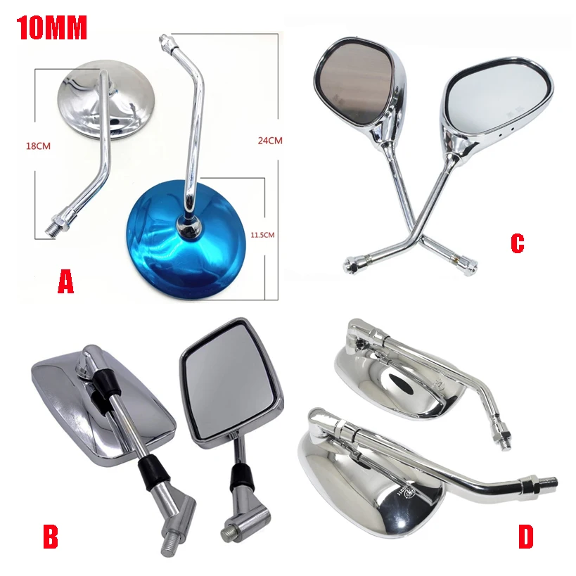Modified Motorcycle Side Mirrors for Haojue Suzuki Qjmotor Qingqi Haojin Honda for 125cc-800cc Decorative 10mm Rear-View Glasses