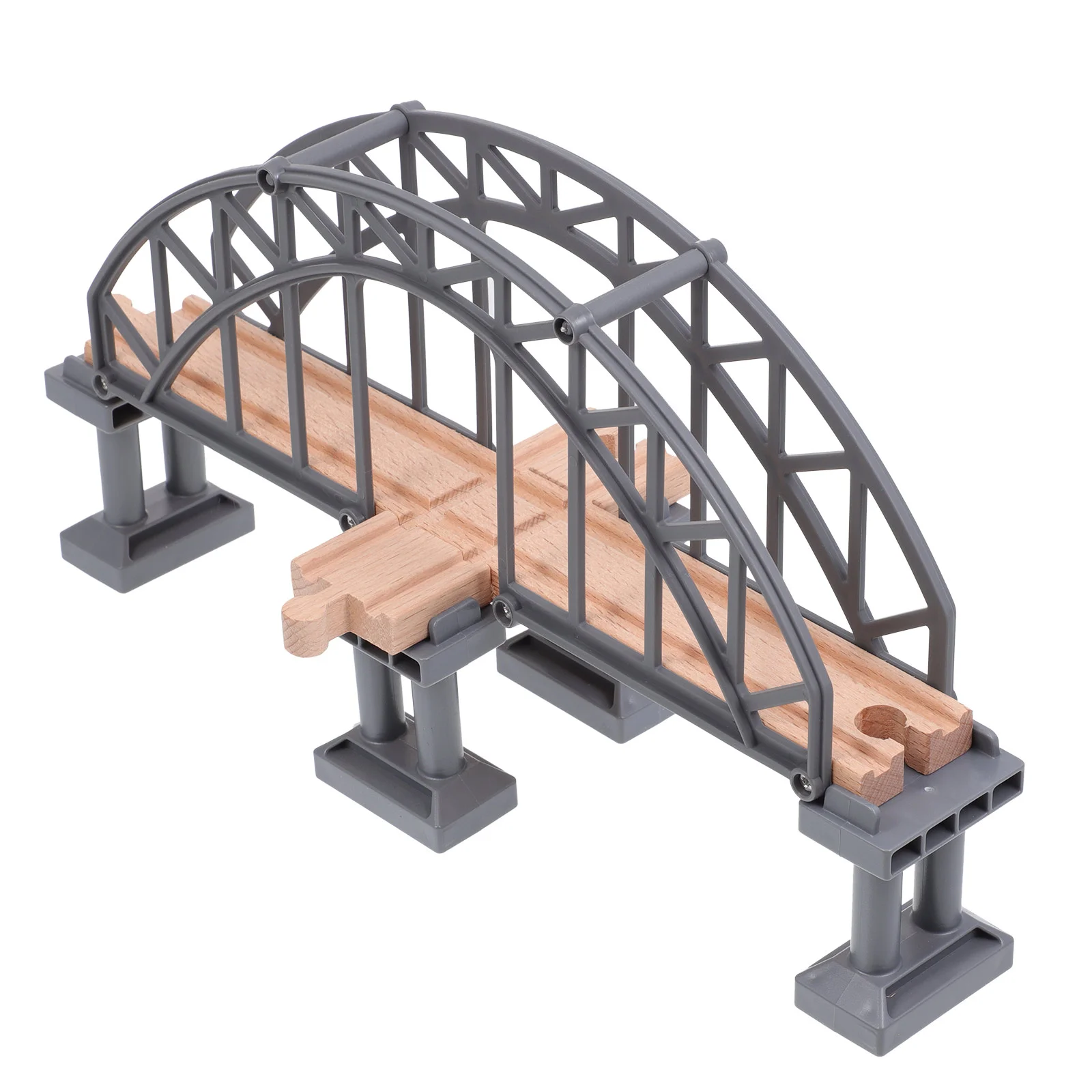 Juguete de escena de tren para niños pequeños, accesorio de diseño, juguete cognitivo para niños, puente de pista de coche, accesorio de expansión ferroviaria de madera para niños