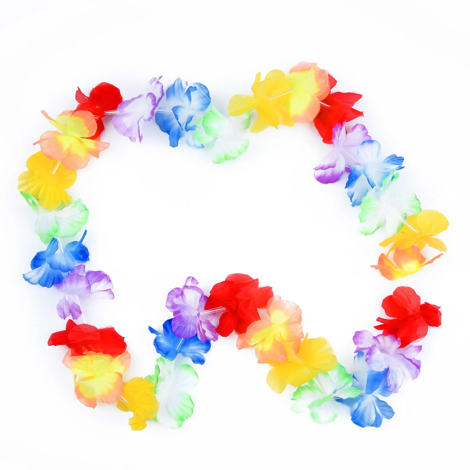 10Pcs Set Hawaiian Artificial Flower Wreath Necklace Hawaii Theme Party Necklace For Beach Fancy Dress Wedding Party Decor