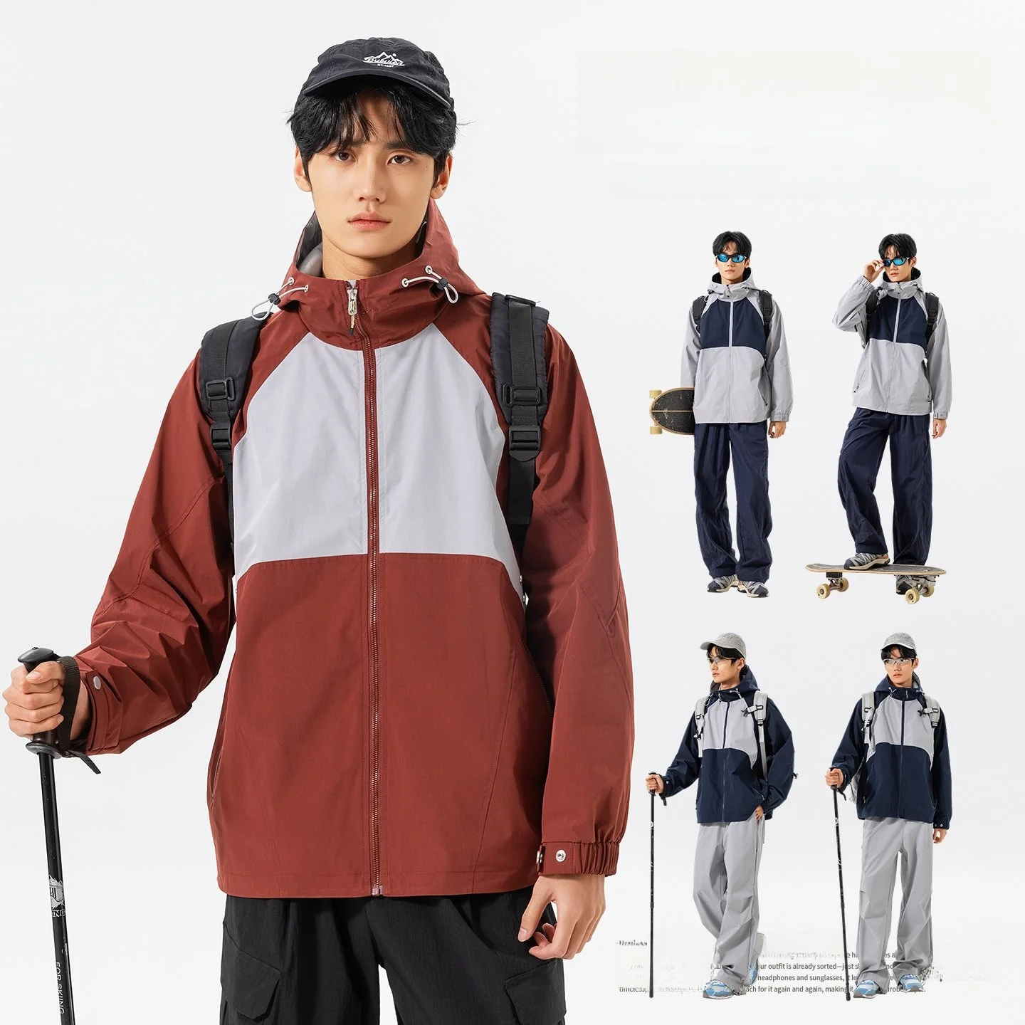 

Новая мужская куртка с капюшоном 2026 года: свободный крой, рабочая одежда, модные цветовые блоки, легкая, водонепроницаемая, ветрозащитная, для активного отдыха, повседневная, в спортивном стиле