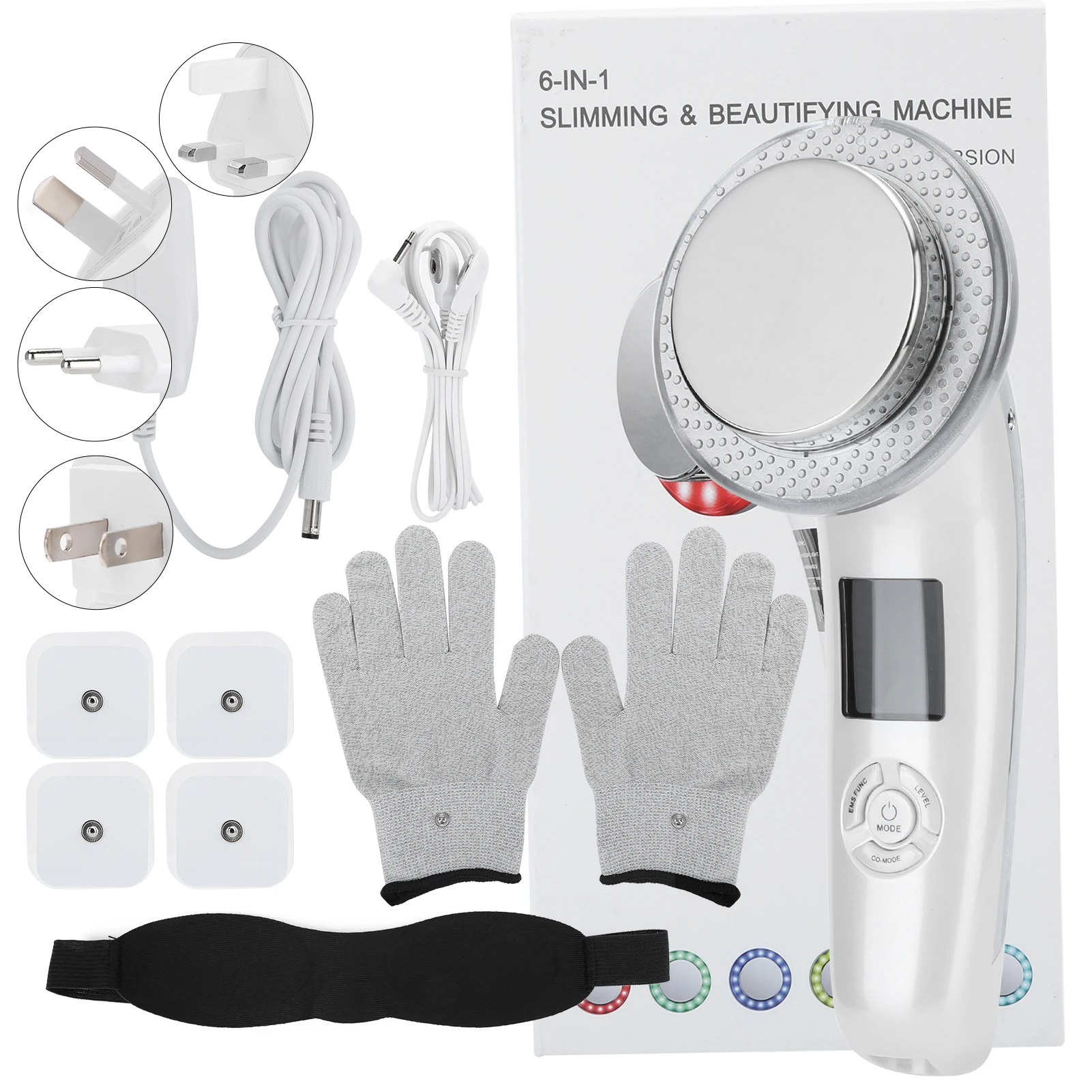 

6‑In‑1 LED Body Slimming Massager EMS Whitening Skin Rejuvenation Infrared Heating Device White Whitening Machine