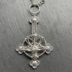 Baphomet Cross Necklace Inverted Upside Down Pendant Necklace Vintage Gothic Satanic Pagan Wiccan Druid Occult Jewelry