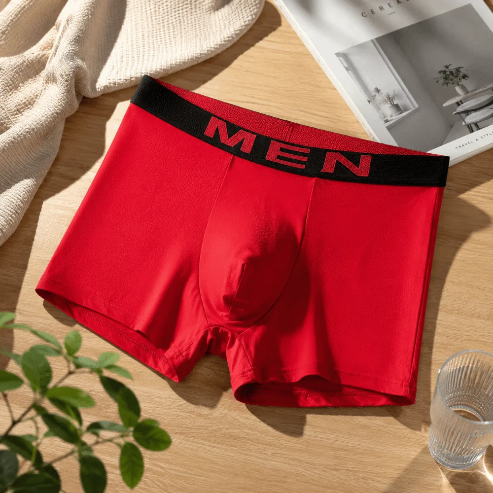 Solid Color Men's Underwear Comfortable Fit High Elastic Boxer Shorts Breathable Fabric Athletic Underwear Youth Style
