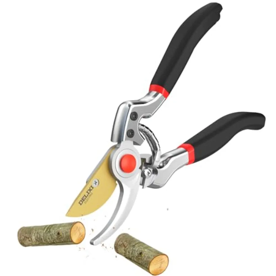 9.25 Tesouras de poda resistentes para jardineiros profissionais: design de desvio com lâmina revestida de teflon de aço SK5 para cortes suaves 1 C