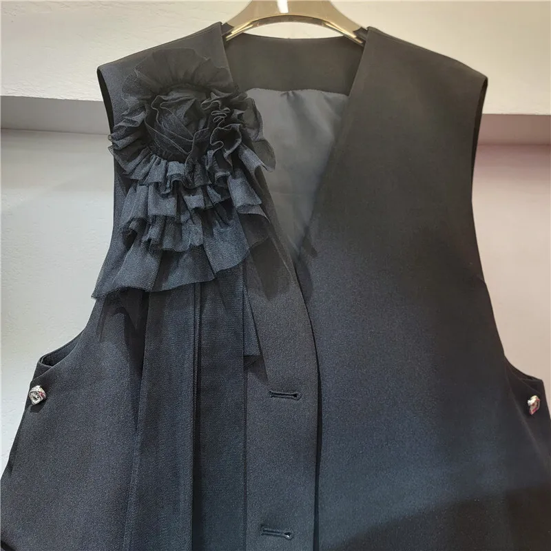 HKSH Frühling Sommer Neue Frauen Flut Stilvolle Koreanische High Street Elegante V-ausschnitt Blazer Weste Dreidimensionale Floral Tank Top HK6257