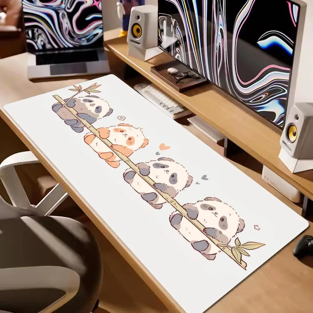 Anime Cute Panda Mouse Pad Computer Accessories Office Game Table Mats Rubber Anti-slip Gaming Keyboard Mousepad Desk Pads 40x90
