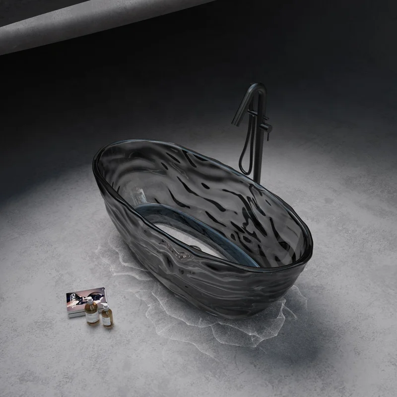 a*-Hotel  and Accommodation Establishments Transparent Bathtubs  Elliptical Multi-Color Transparent Resin Bathtubs for Soaking.