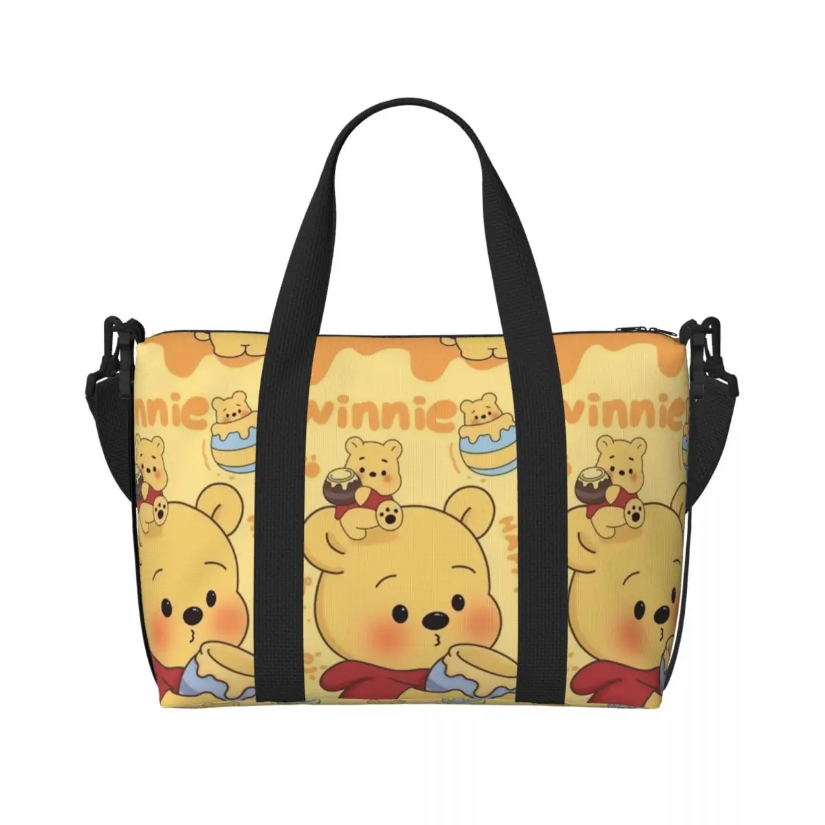

Custom Winnie Pooh Tote Bag for Women Big Capacity Yellow Bear Cute Animal Beach Gym Travel Bags