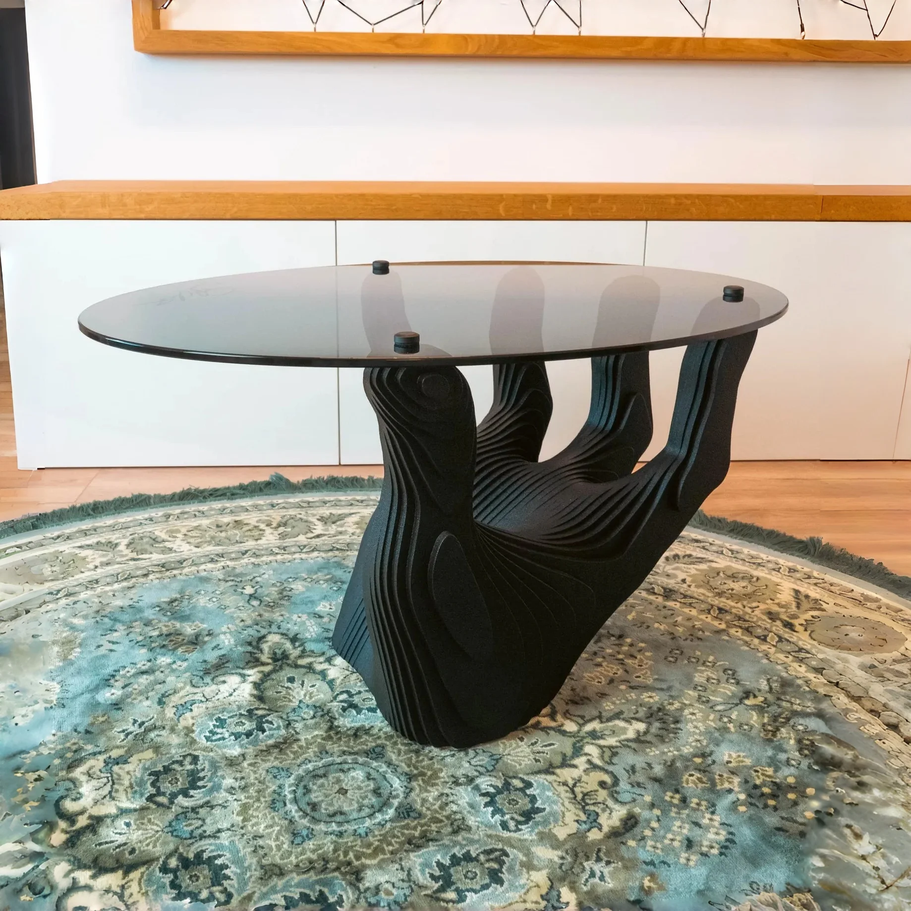 Z Eco-Friendly Wooden Dining Table Hand Shape Luxury Furniture Slatted Design Indoor Outdoor SpaceZ