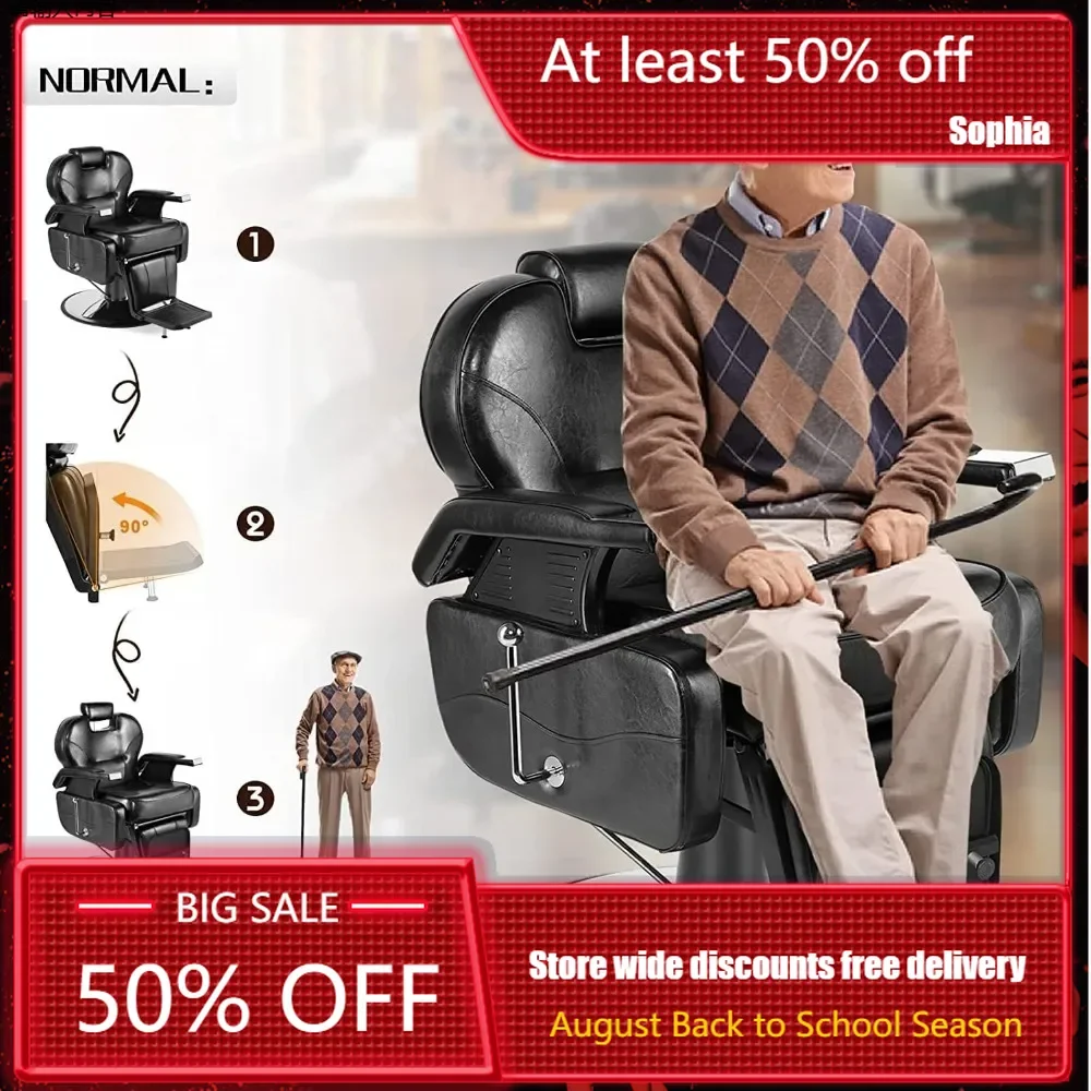 

Barber Chair ，Hydraulic Reclining Barber Chairs，Heavy Duty Salon Chair for Hair Stylist Tattoo Chair Salon Equipment (Black)