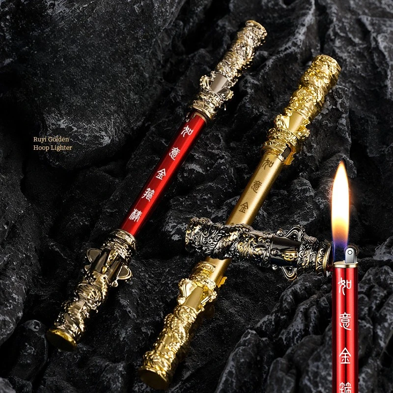 

Black Wukong Game Peripheral Golden Cudgel Inflatable Lighter Foldable Nunchaku Open Flame Cigarette Lighter Accessories