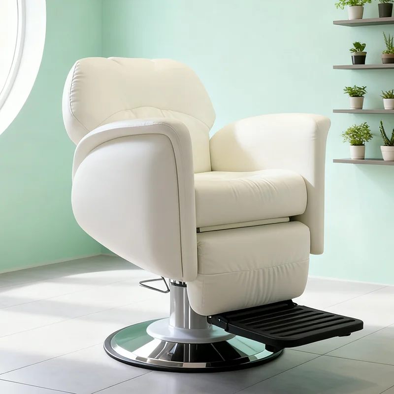 kr-Modern Heavy Duty White Hairdressing Styling Chair Luxury Salon Electric Reclining Beauty Salon Barber Chair with Rotation!