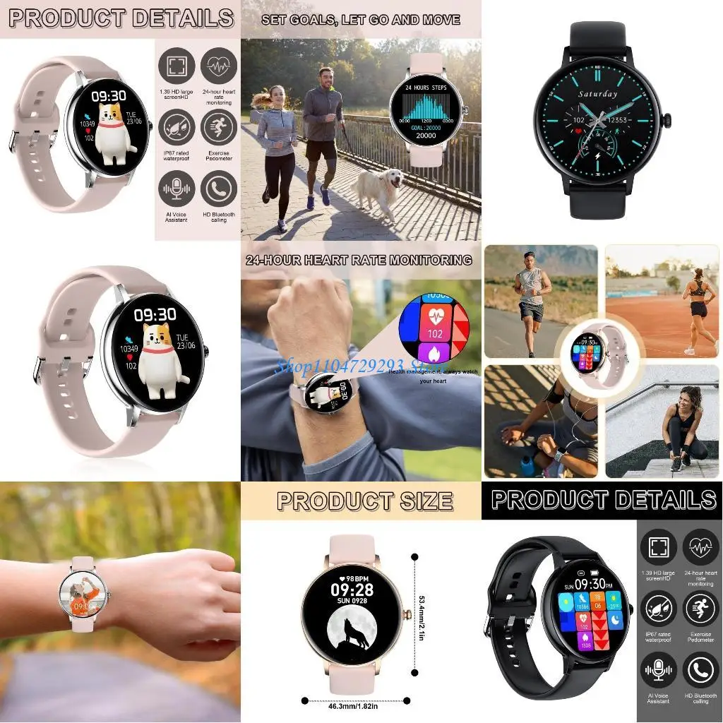 

Y2GD FW07 Smartwatch 1.39inch Large Screen Bluetooth-compatible 5.2 360x360Pixel
