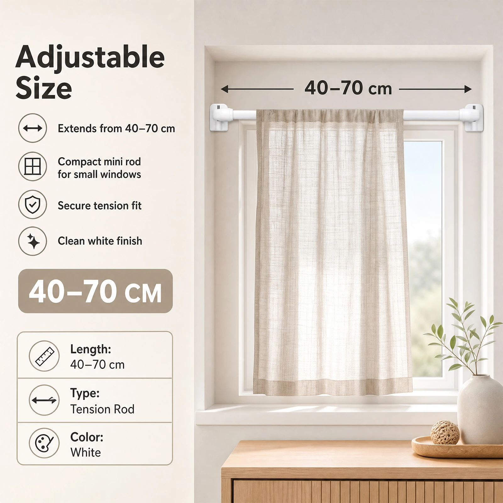 4Pcs Adjustable Curtain Rod Ba - Home Bathroom Window recension och pris