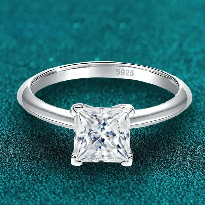 NASIA 2ct VVS1 Princess Cut Moissanite Diamond Ring for Women S925 Sterling Silver Eternity Band Wedding Party Fine Jewelry 2026