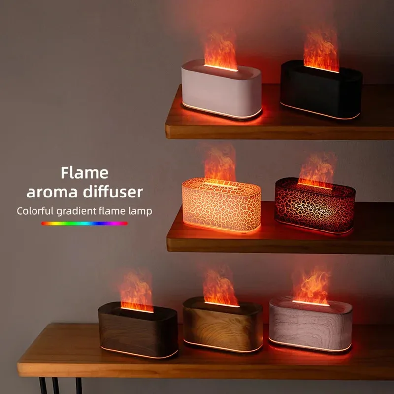 Essential Oil Diffuser Flame Colorful Water Vapor Fire Humidifier for Aromatherapy Aroma Machine Flame Diffuser for Home Bedroom