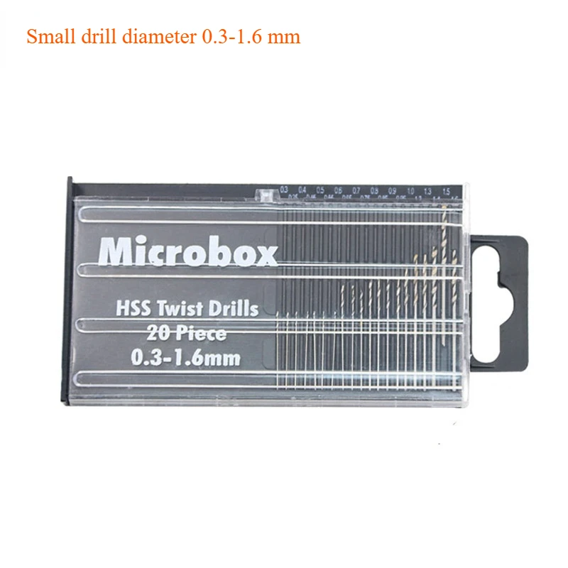 20개/대 0.3mm-1.6mm 미니 고속 강철 트위스트 드릴 비트 세트 마이크로 HSS 드릴 비트 세트 케이스 포함