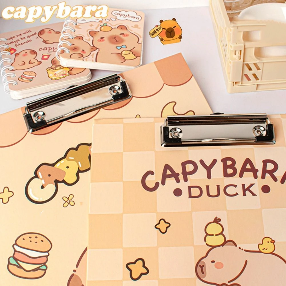 Aesthetic A4 Board Clip Folder File Storage Good-looking Capybara File Folder Document Paper Holder Writing Clipboard