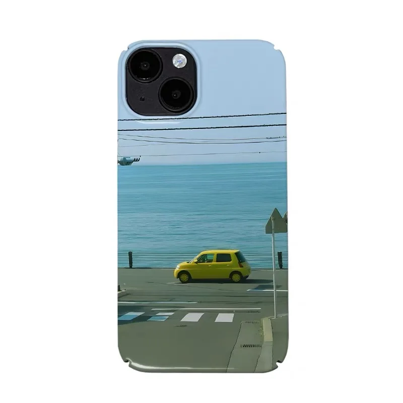 

Blue Seaside Relaxing Car Phone Case for IPHONE 17 Air 16E 15 PROMAX 14 Plus 13 12 MINI 11 PRO 16Plus XR XS Acrylic Phone Cover
