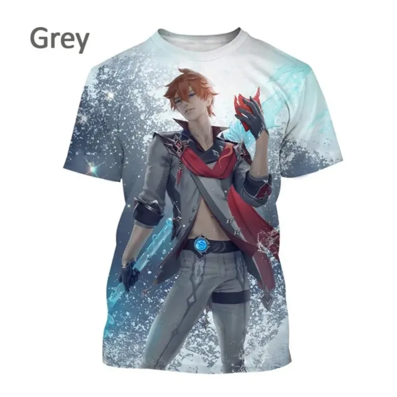 Anime Game Genshin Impact 3d Print Men's Short Sleeve T Shirt Personality Hip Hop Unisex Casual Crew Neck T Shirt Hip Hop Style