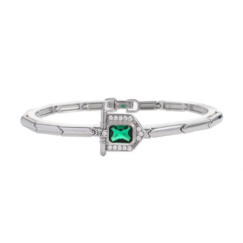 Luxury Cubic Zirconia Bracelet Gold Silver Color Geometric Square Round Bangle Sparkling Rhinestone Jewelry For Women Party Gift