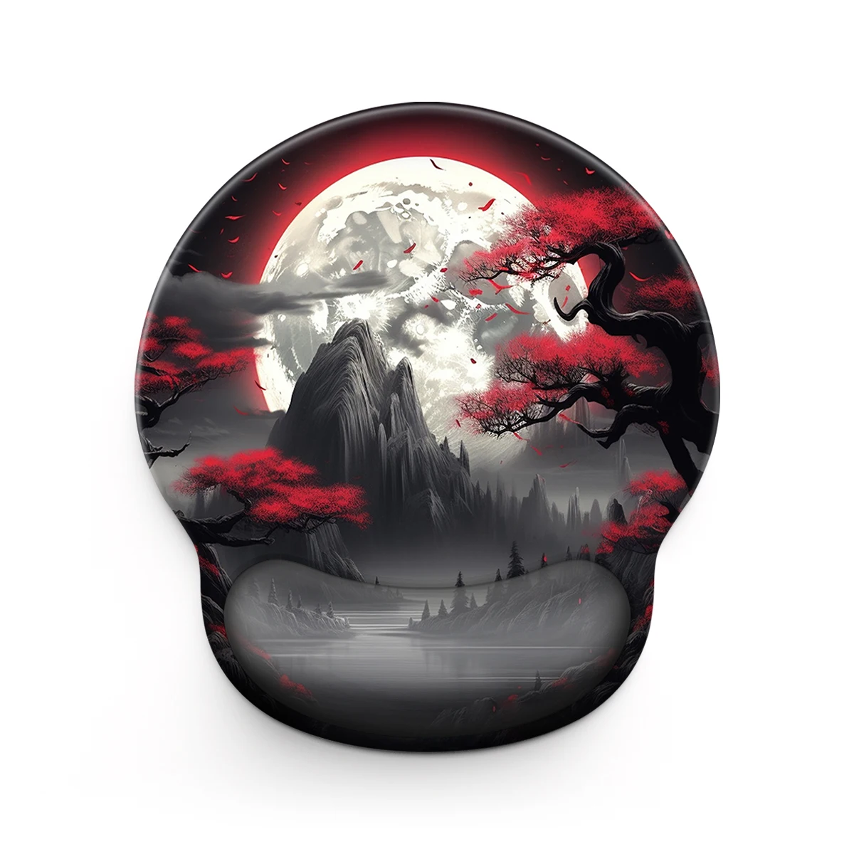 1pc Moon Red Tree And Moutain Mouse Pad Wrist Ergonomic Soft Anti-Slip Wrist Rest Support Mat Computer Mouse Pad For Office  PC