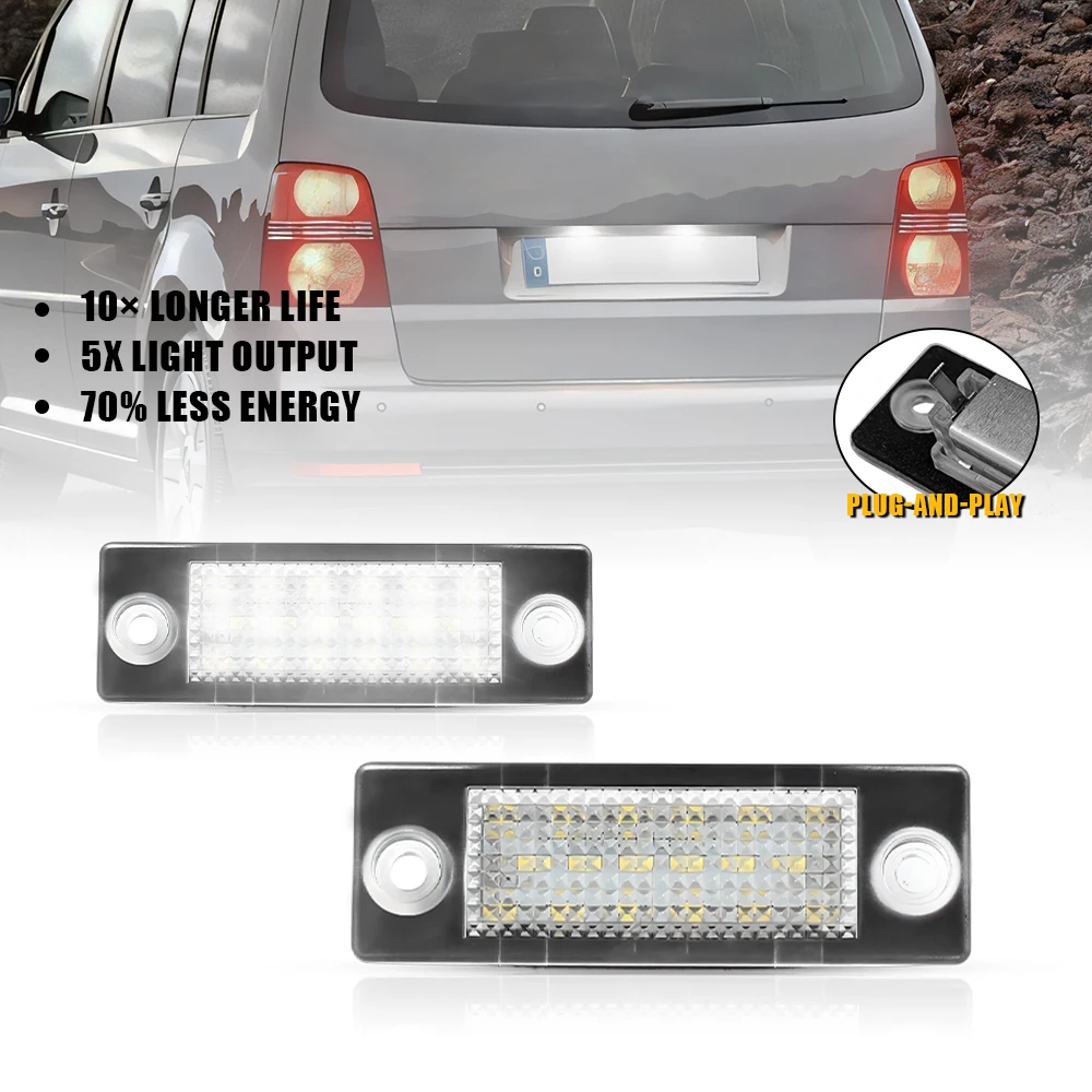 

2Pcs License Plate CANBUS 6000K Light LED For Volkswagen Caddy Golf Jetta Syncro Passat 5050 SMD White 3B5943021A 3B5943021B
