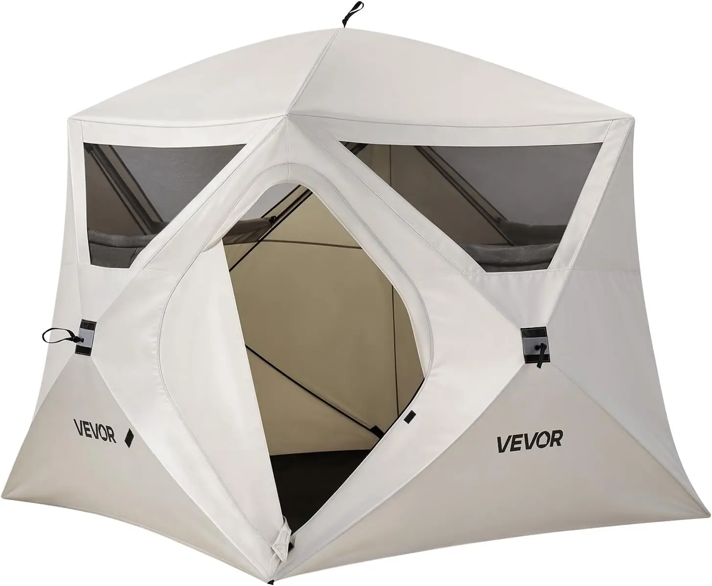 Camping Tent, 4 Person Pop Up Instant Cabin Tent with Wider Door Large Mesh Windows, 83.5