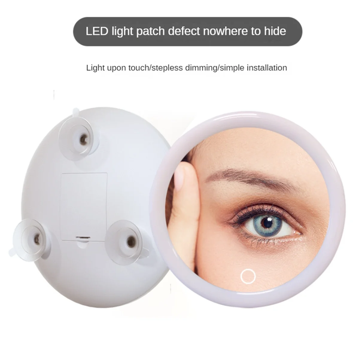 Espejo de maquillaje compacto con luces LED, espejo de aumento de 10 aumentos para baño, dormitorio, Hotel